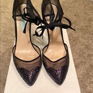 Betsey Johnson Black Glitter Heels